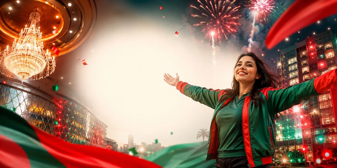 ঢাকার রাতে স্পোর্টস বেটিং উজ্জ্বল ও আনন্দময় পরিবেশ